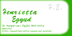 henrietta egyud business card