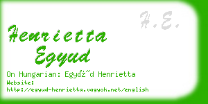 henrietta egyud business card